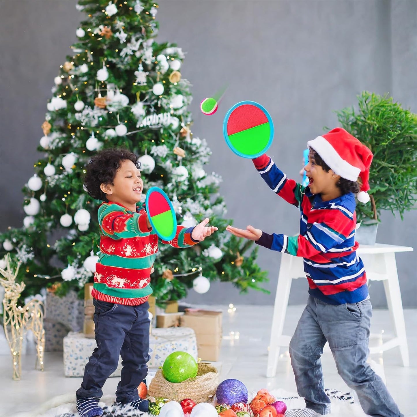 Toss and Catch Ball Game Outdoor Beach Pool Kids Toys outside Lawn Yard Games for 3 4 5 6 7 8 9 10 11 12 Year Old Girls Boys Toys Birthday Gift Stocking Stuffers (2 Paddles 2 Balls)