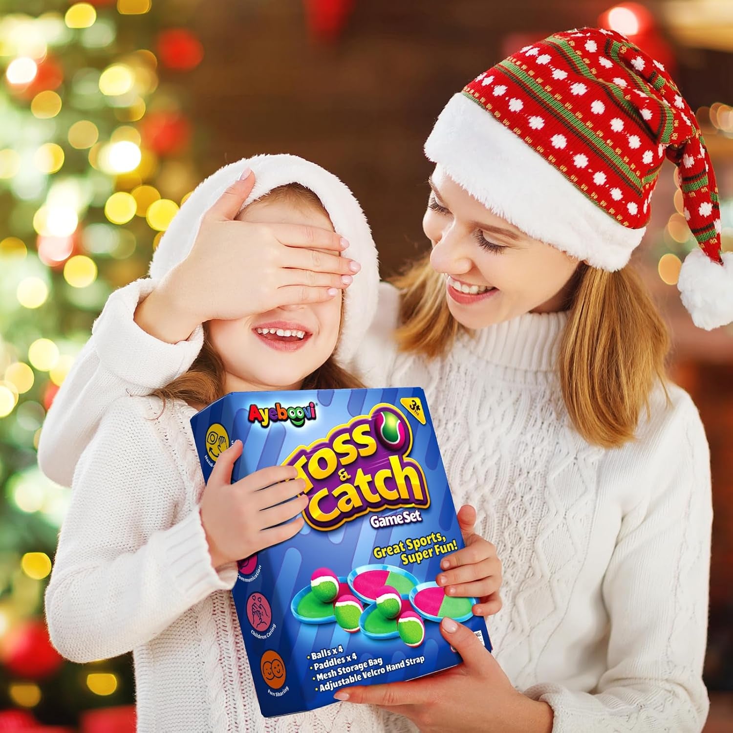 Toss and Catch Ball Game Outdoor Beach Pool Kids Toys outside Lawn Yard Games for 3 4 5 6 7 8 9 10 11 12 Year Old Girls Boys Toys Birthday Gift Stocking Stuffers (2 Paddles 2 Balls)