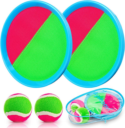 Toss and Catch Ball Game Outdoor Beach Pool Kids Toys outside Lawn Yard Games for 3 4 5 6 7 8 9 10 11 12 Year Old Girls Boys Toys Birthday Gift Stocking Stuffers (2 Paddles 2 Balls)